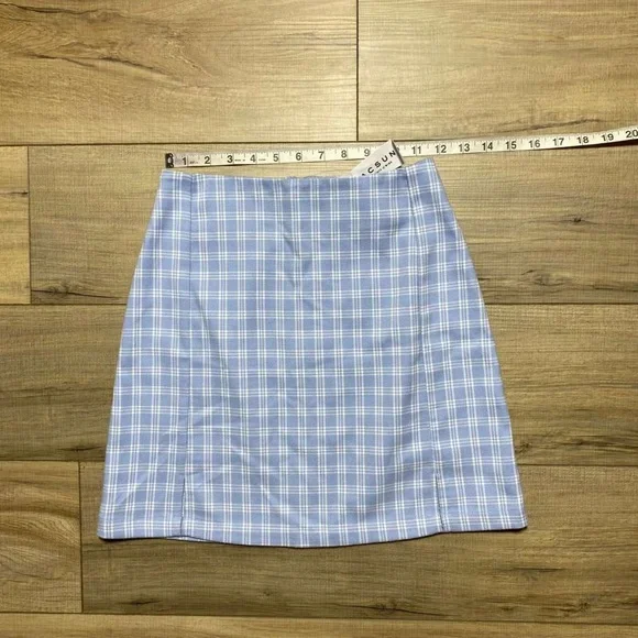 John Galt Pacsun Womens Plaid Mini Skirt Light Blue And White See Measurements‎ - Picture 2 of 11